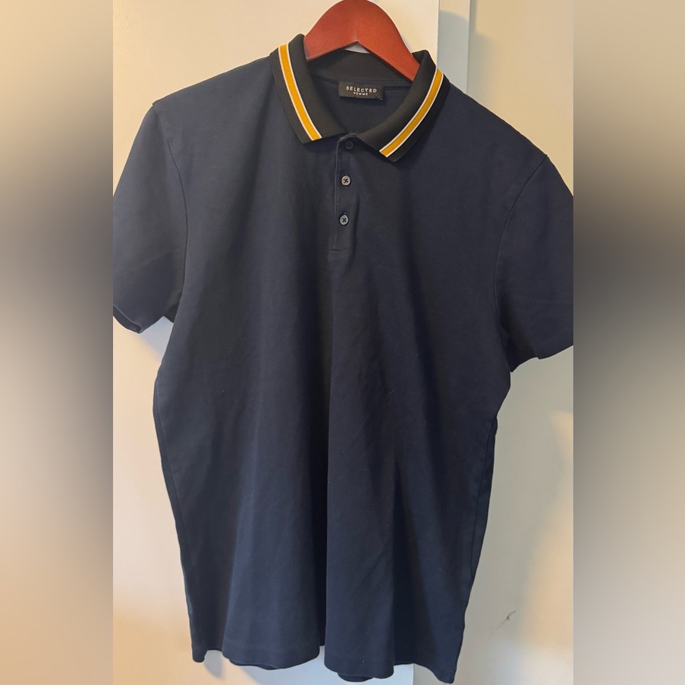 3 for $33 bundle Selected Homme Waffle Navy Blue Polo t-shirt Size Large